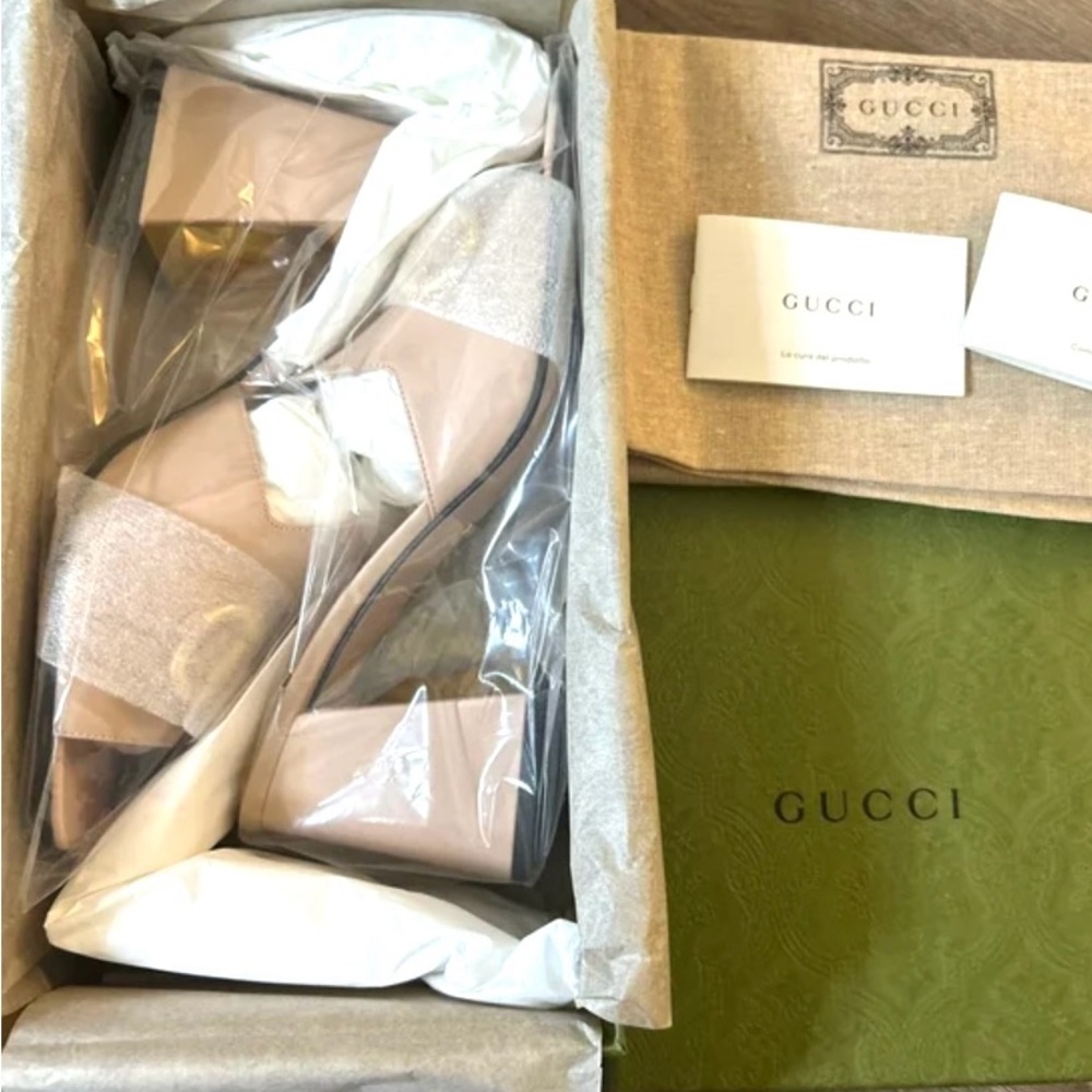 ๐SOLD๐ Gucci Pink & Gold-Tone Horsebit Mules - size 41 new - Picture 9 of 11